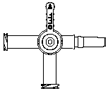 Four-way luer slip, stopcock, blue tint. Model 450-453